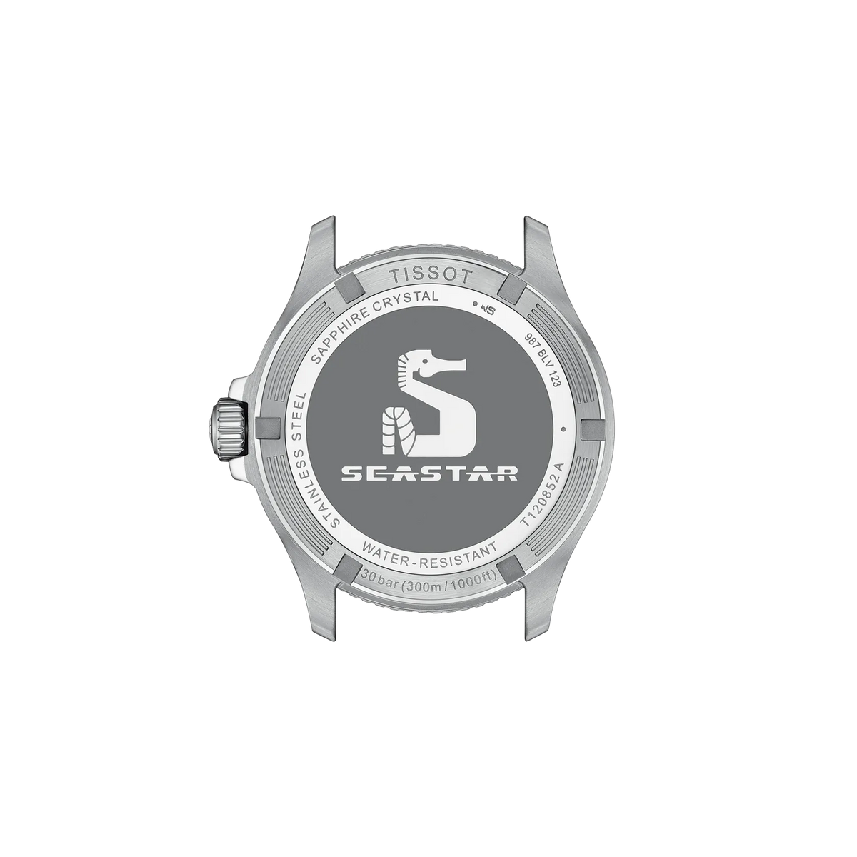 Back view of the watch case Tissot Seastar 1000 GMT 40mm
