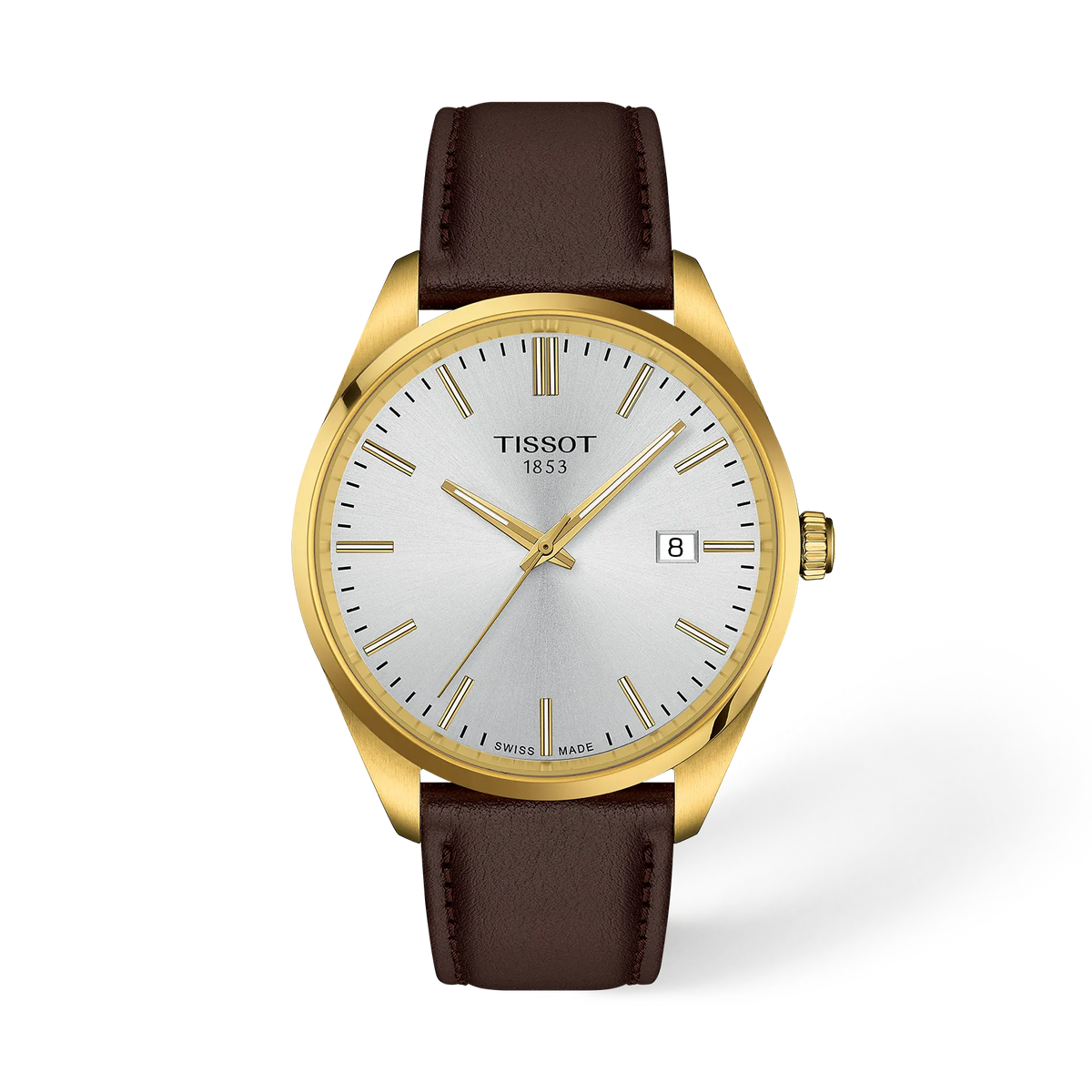 Front view of the watch TISSOT PR 100 40mm with shadow