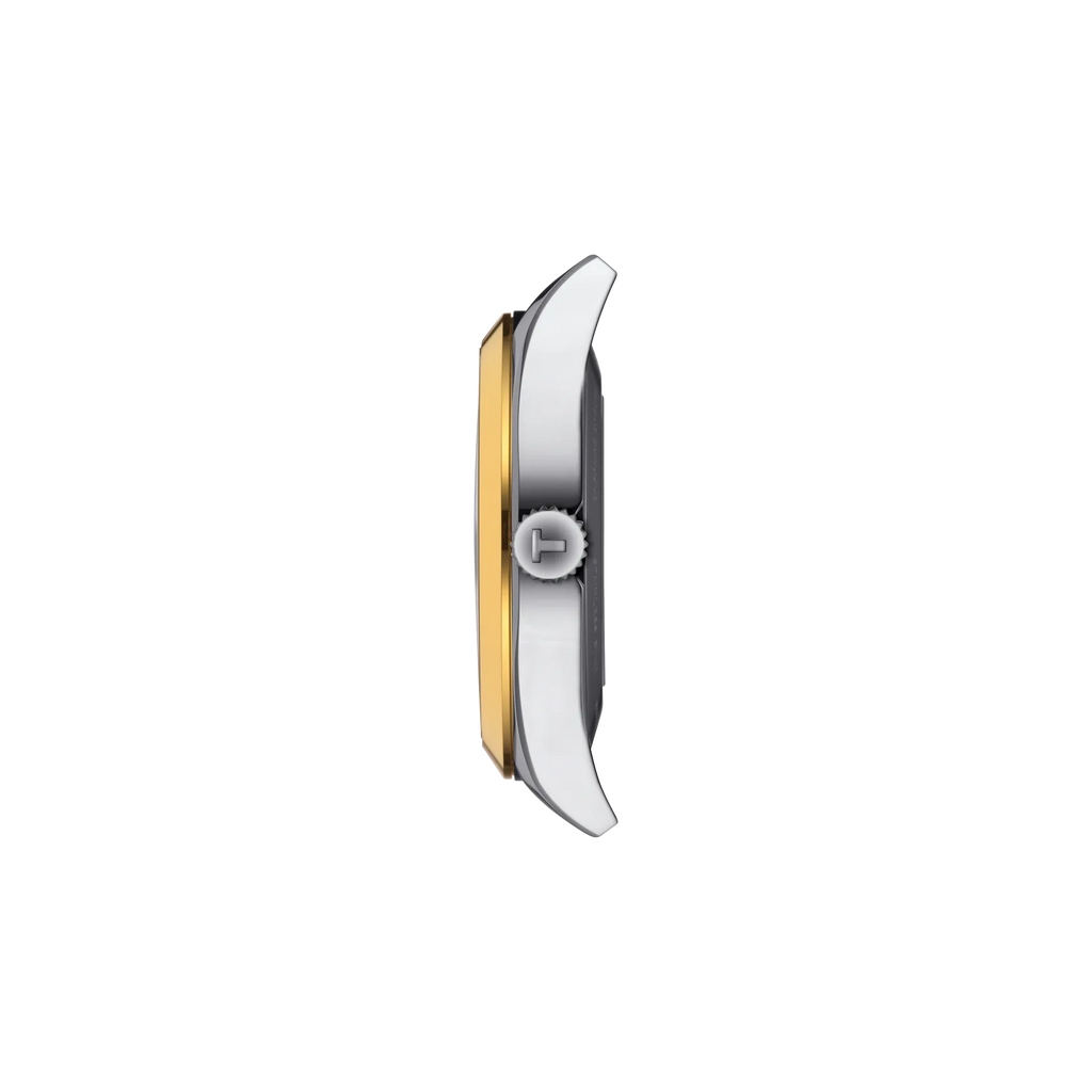 Profile view of the watch case Tissot Gentleman Gold Bezel 40mm