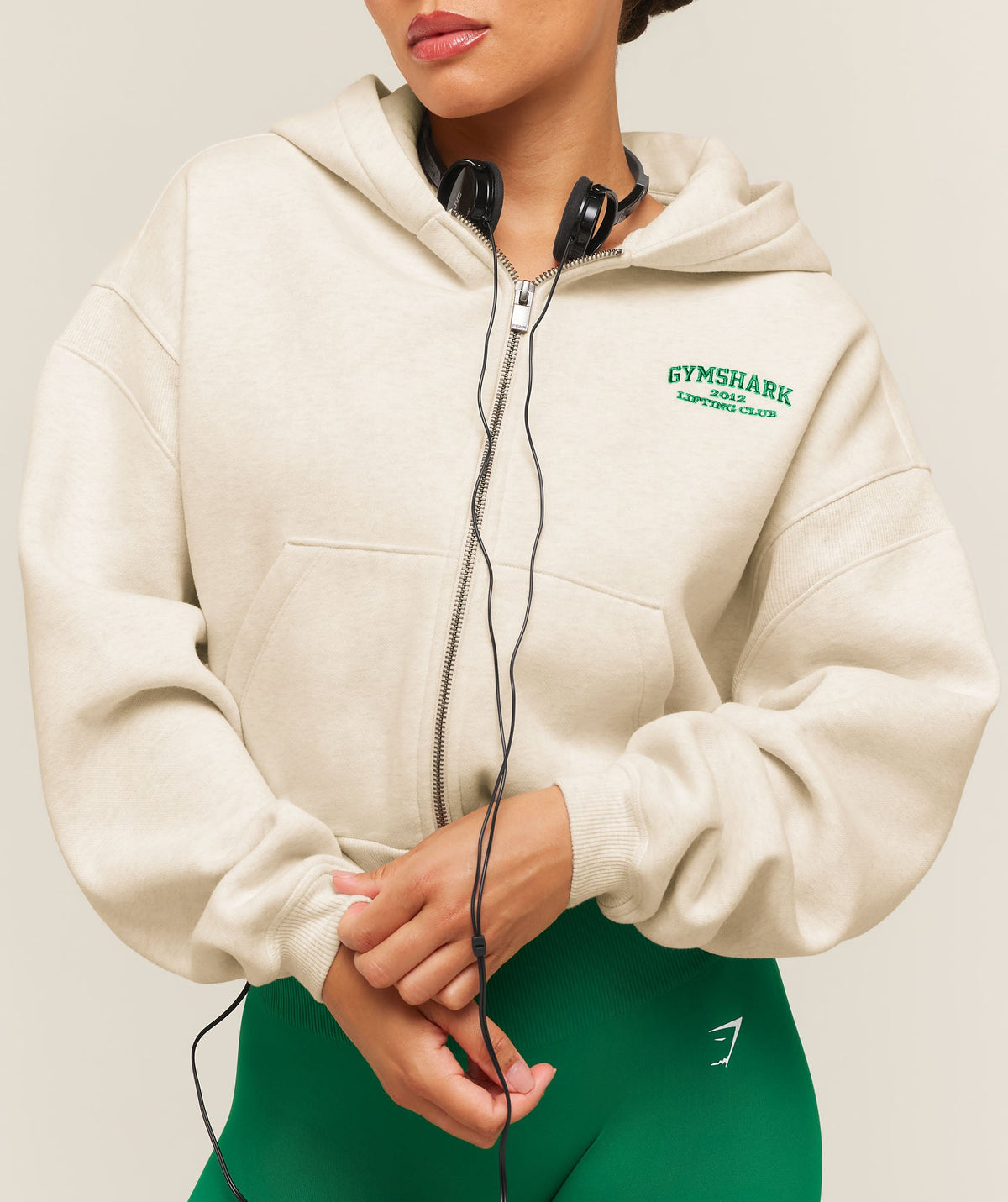 Gymshark Cosy Luxe Campus Full Zip Hoodie - Bros Chalk Marl - 5