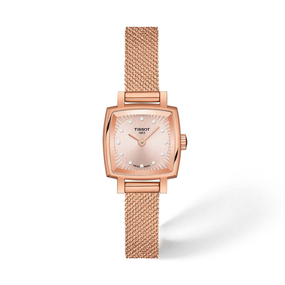 Front view of the watch Tissot Lovely Square 20x20mm with shadow