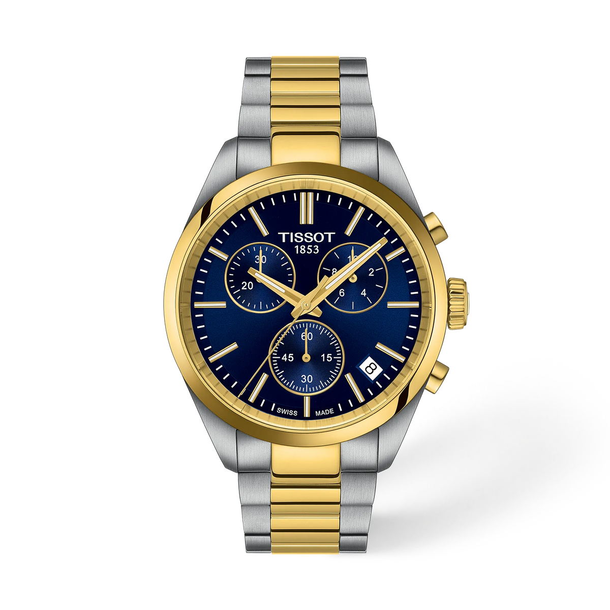 Front view of the watch TISSOT PR 100 40mm with shadow