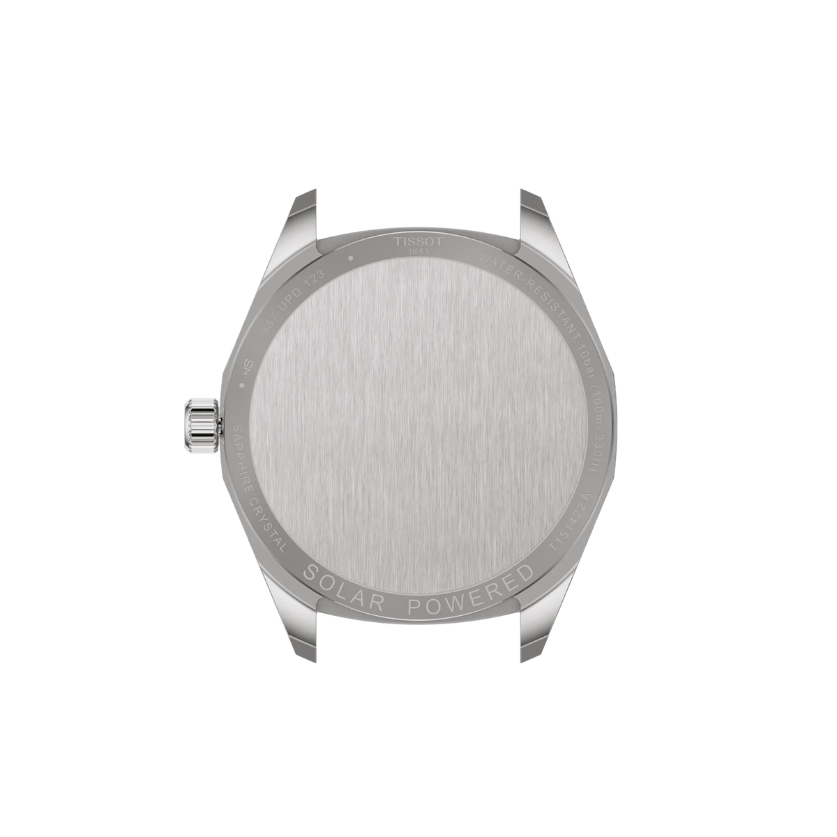 Back view of the watch case Tissot PRC 100 Solar 39mm