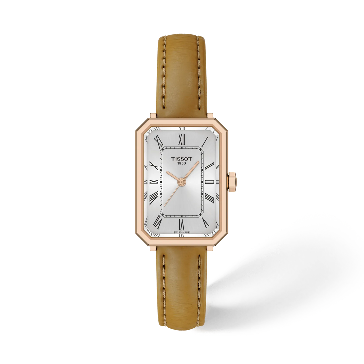 Front view of the watch Tissot SRV 30mm with shadow