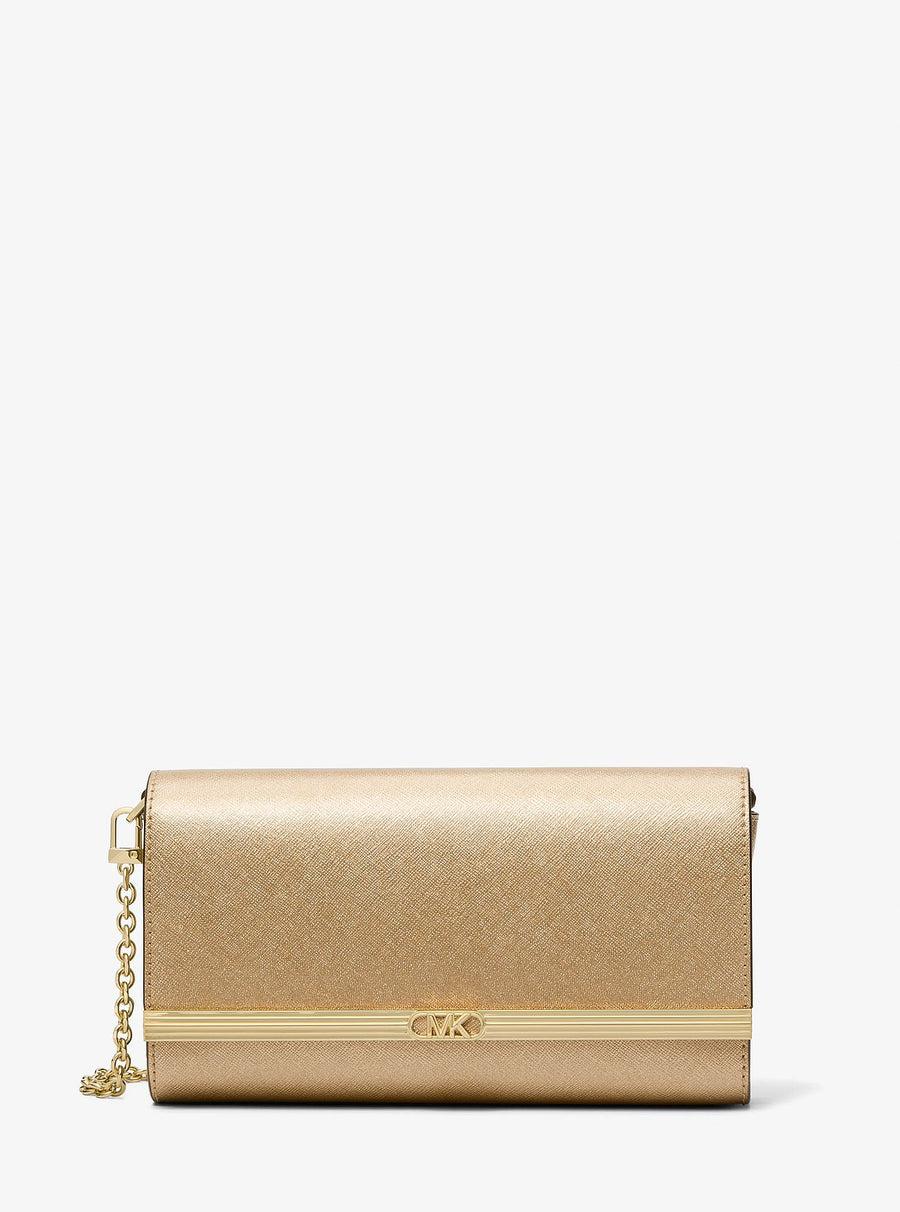 Michael Kors Mona Large Metallic Leather Clutch