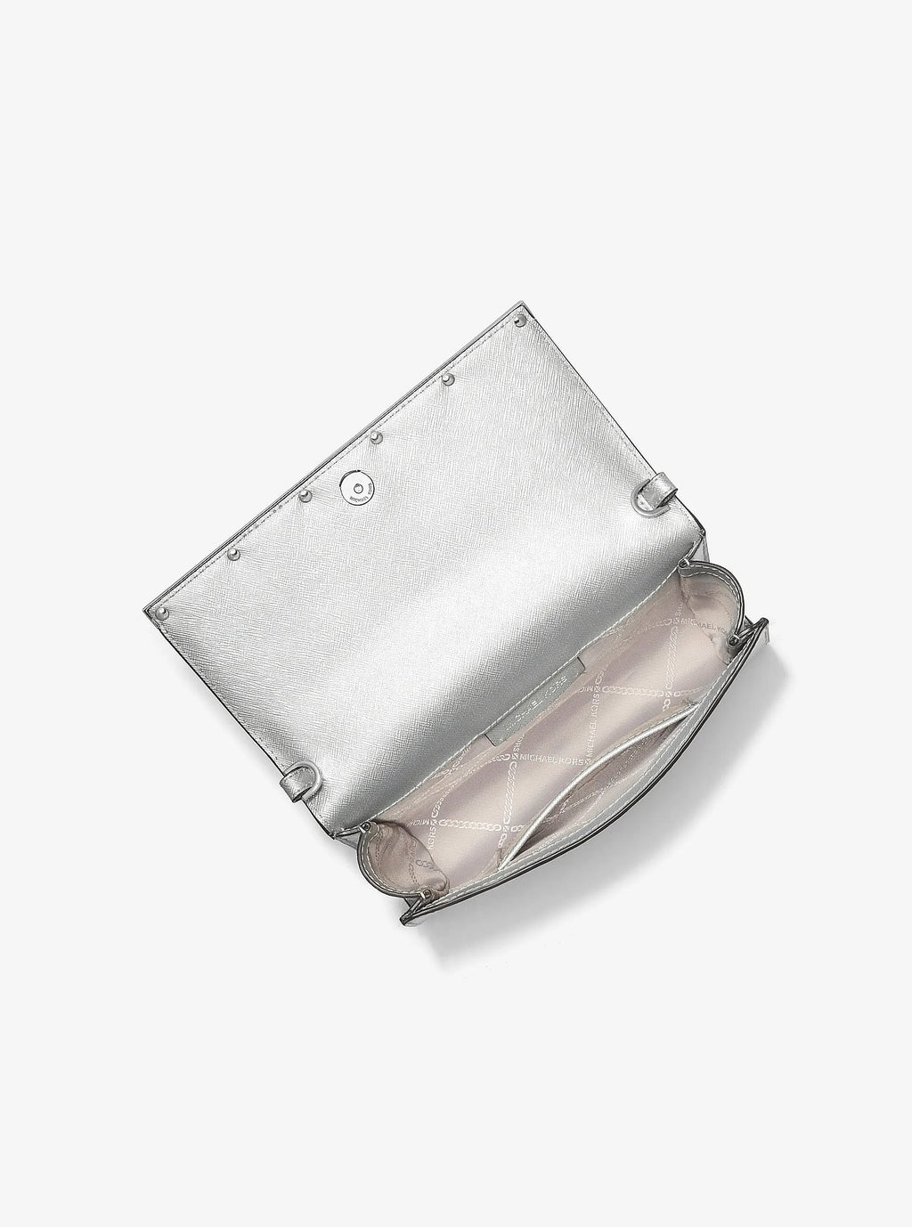 Michael Kors Mona Large Metallic Saffiano Leather Clutch - Silver - 3