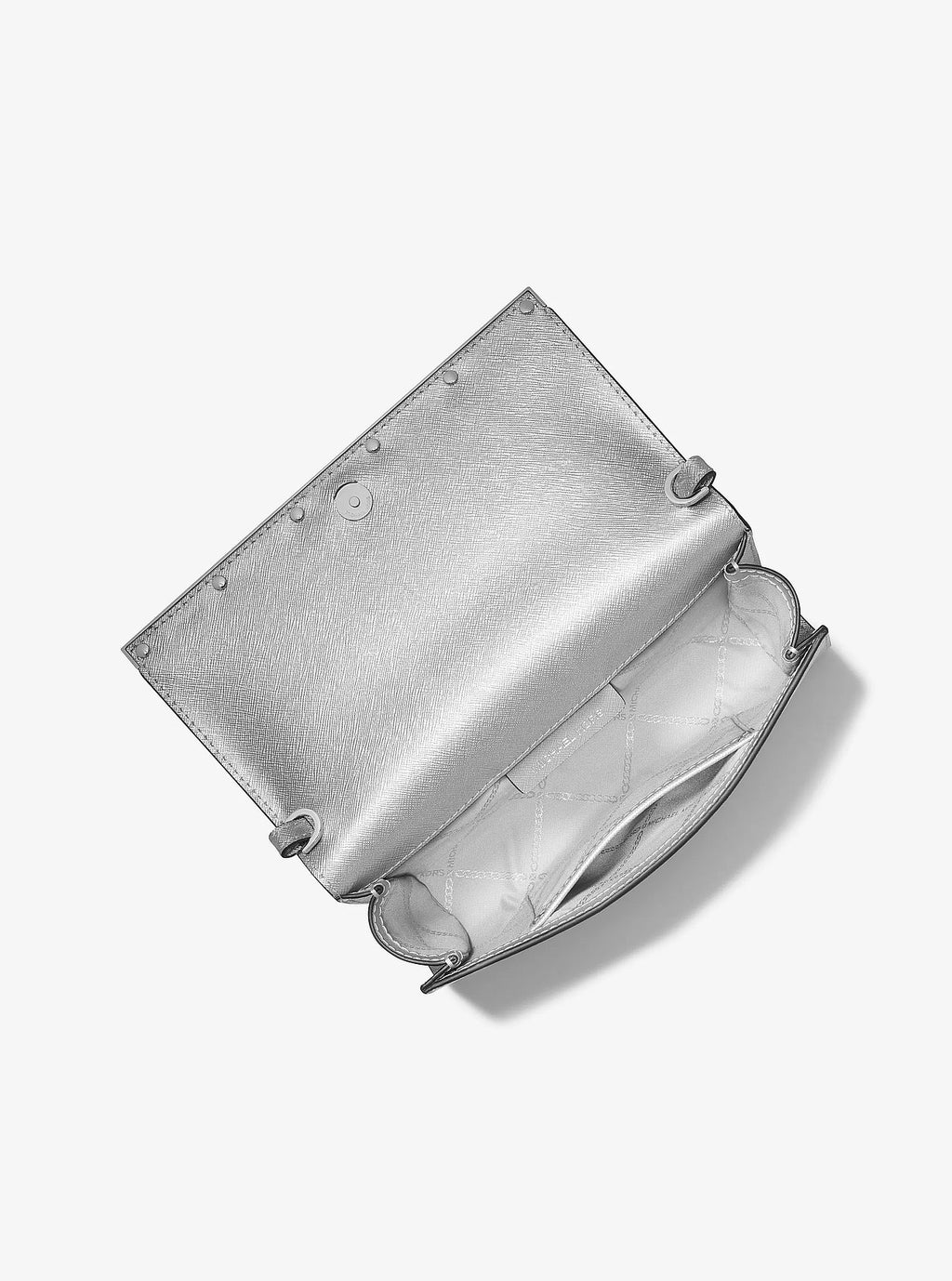Michael Kors Mona Large Metallic Saffiano Leather Clutch - Silver - 2