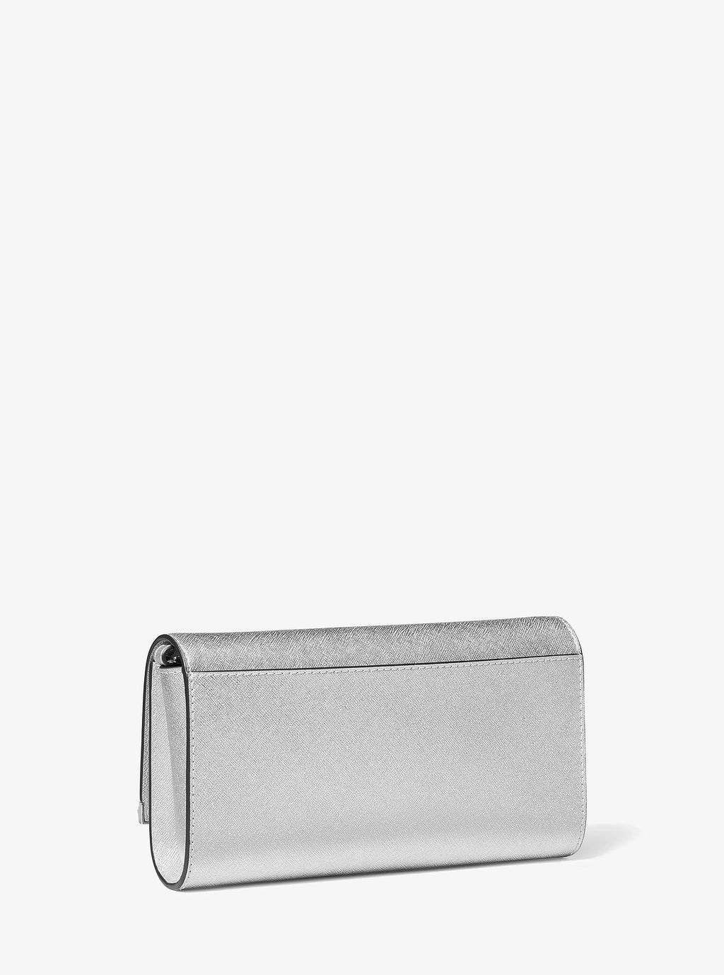 Michael Kors Mona Large Metallic Saffiano Leather Clutch - Silver - 4