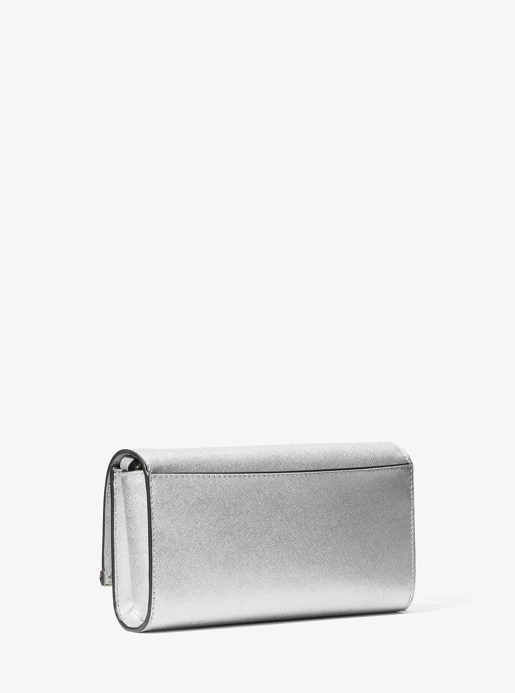 Michael Kors Mona Large Metallic Saffiano Leather Clutch - Silver - 5