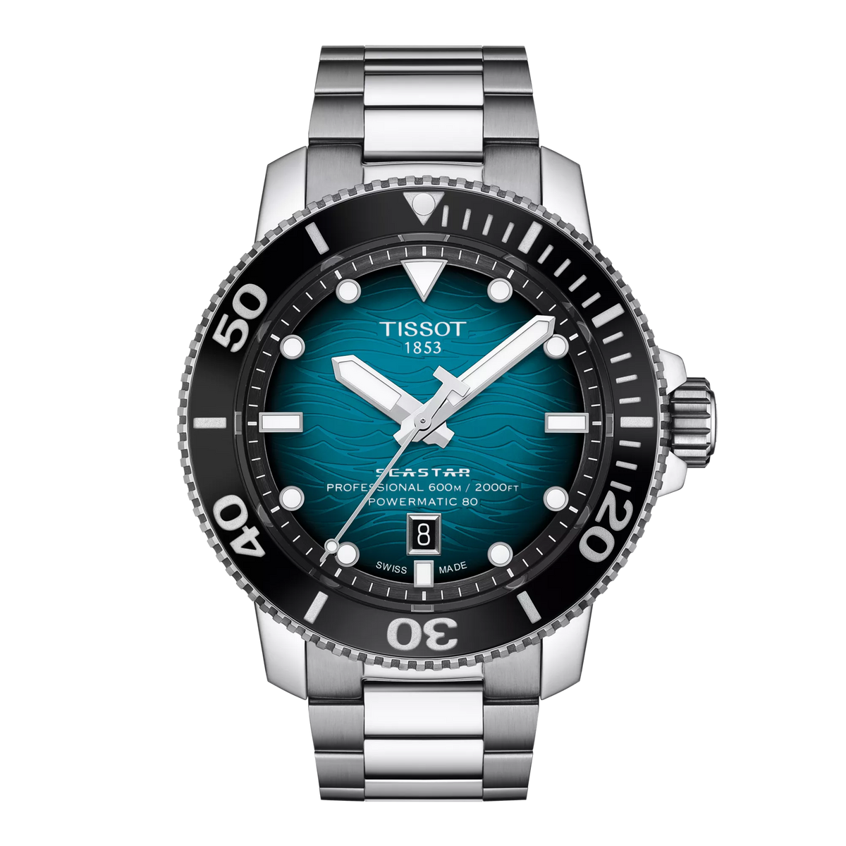 Front view of the watch Tissot Seastar 2000 46mm
