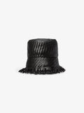 Michael Kors Hand-Woven Leather Bucket Hat - Black