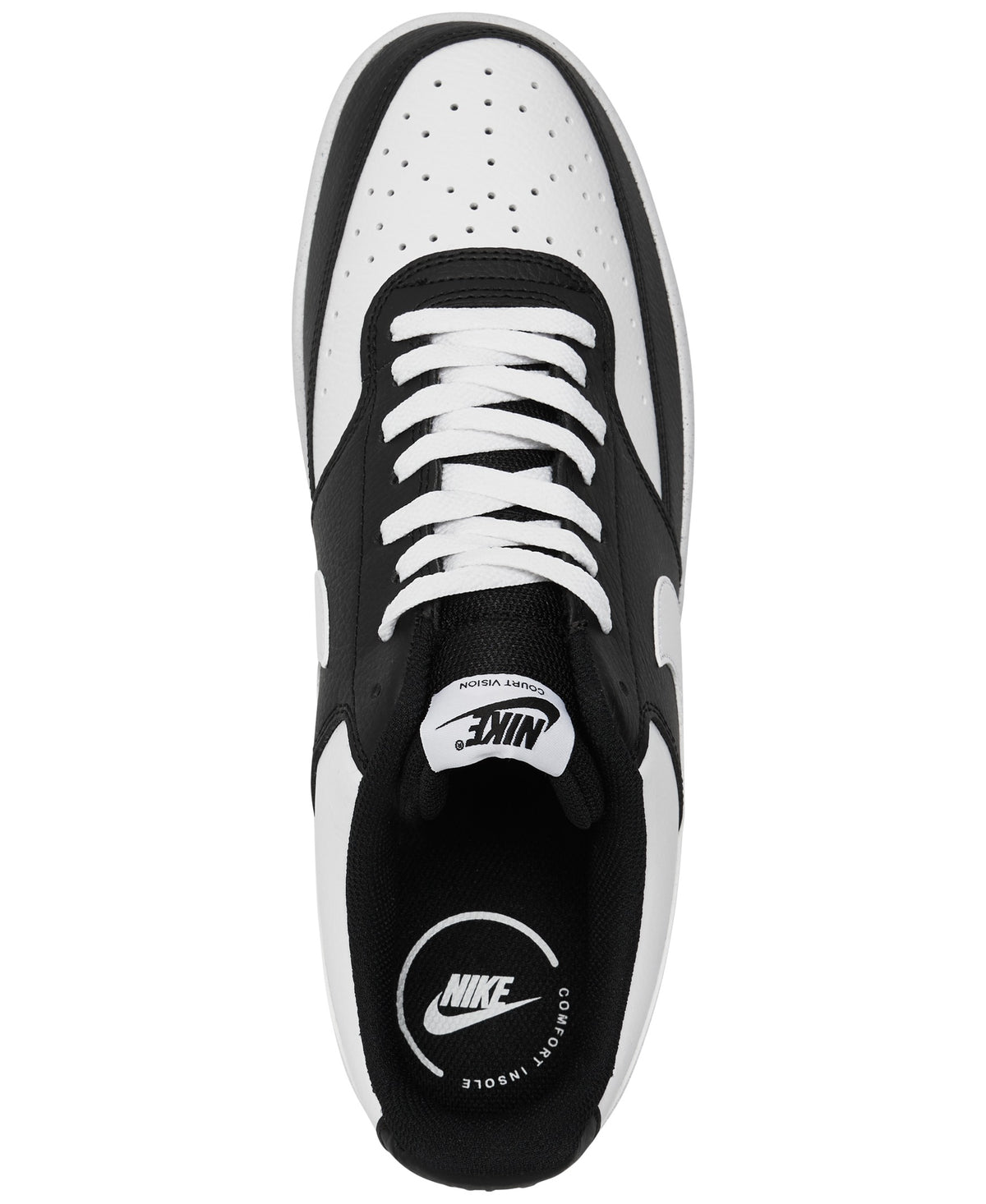 Nike Men's Court Vision Low Casual Sneakers - Black, White - 5