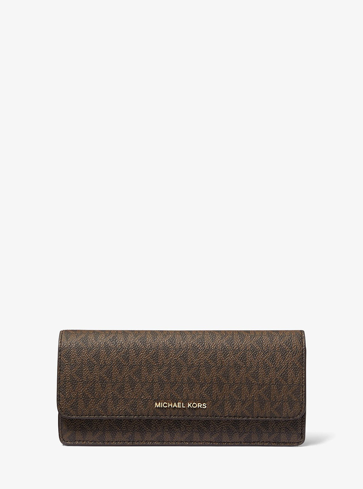 Michael Kors Jet Set Large Signature Logo Snap-Front Wallet - Brn/Acorn