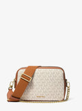 Michael Kors Bryant Medium Signature Logo Camera Crossbody Bag - Vanilla/Acorn