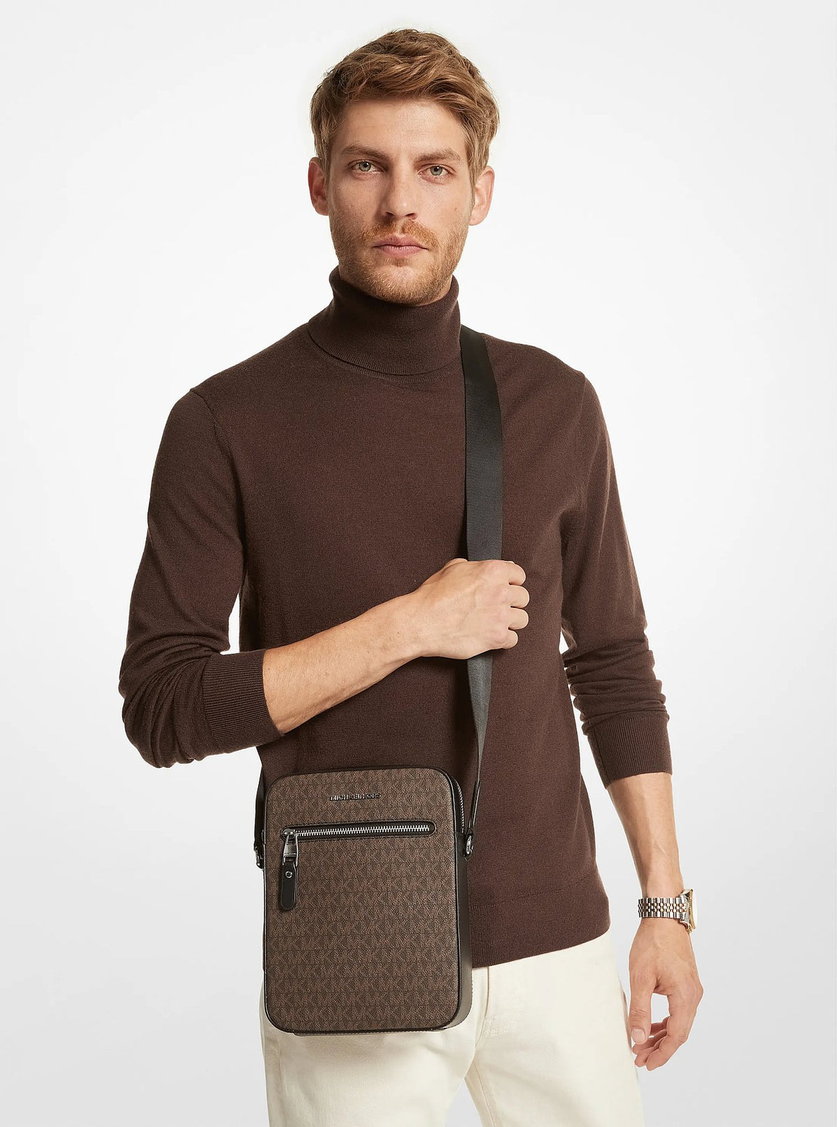 Michael Kors Henry Logo Flight Bag - Brown/Black - 3