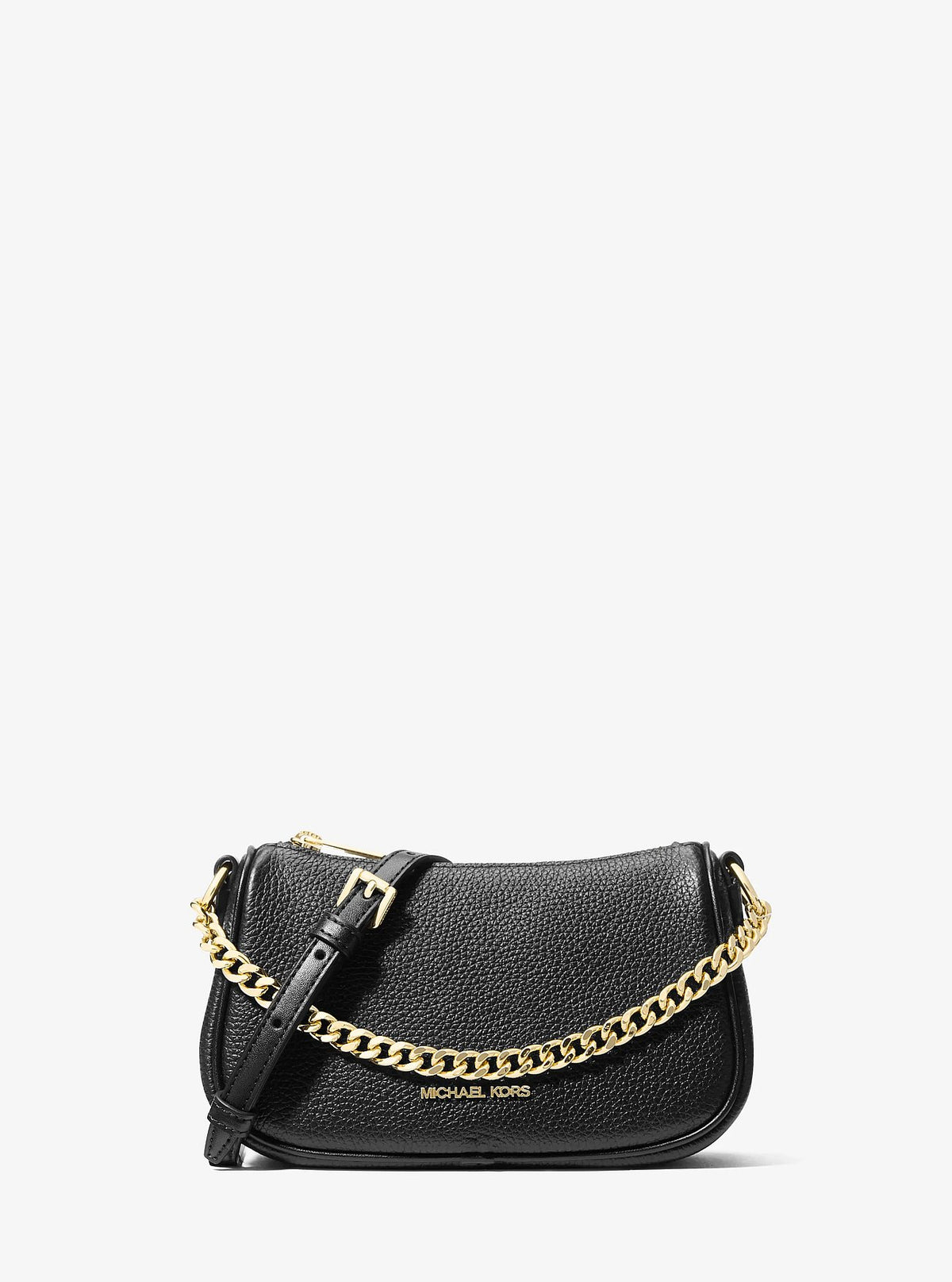 Michael Kors Carmela Small Pebbled Leather Convertible Crossbody Bag - Black