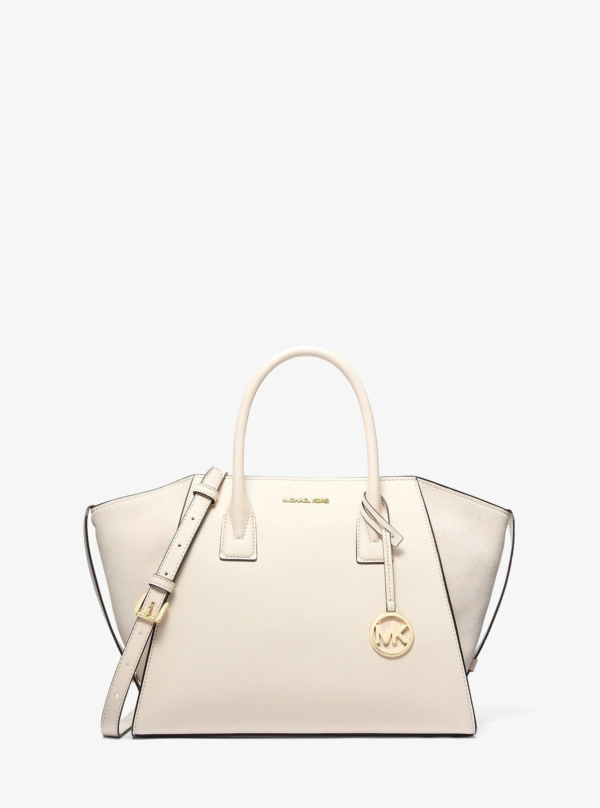 Michael Kors Avril Large Leather and Suede Satchel - Lt Cream