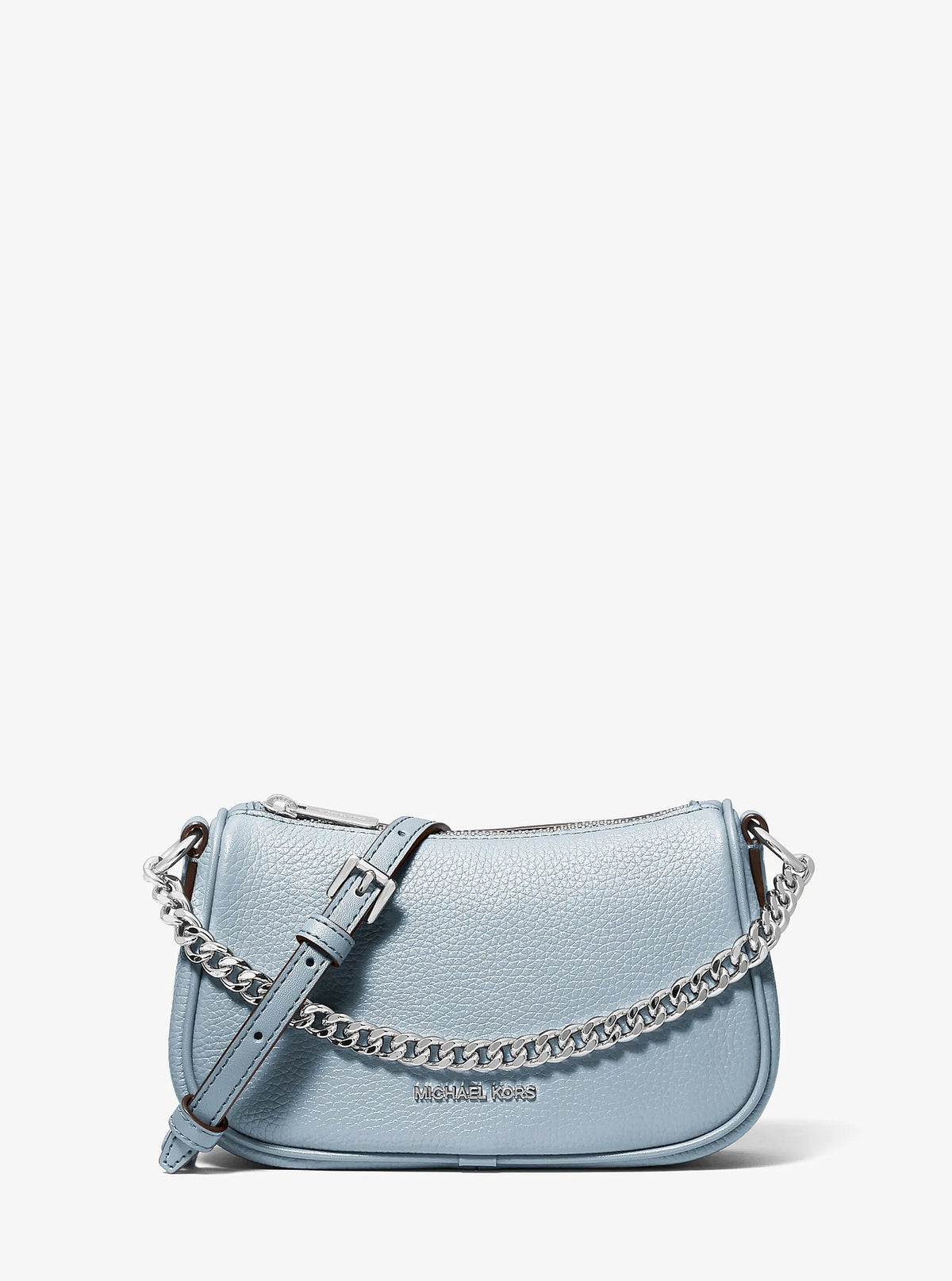 Michael Kors Carmela Small Pebbled Leather Crossbody Bag - Pale Blue