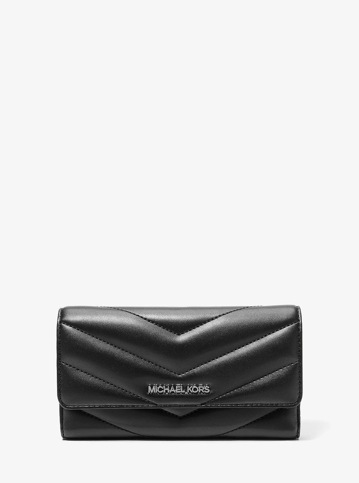 Michael Kors Jet Set Travel Large Quilted Tri-Fold Wallet - Black