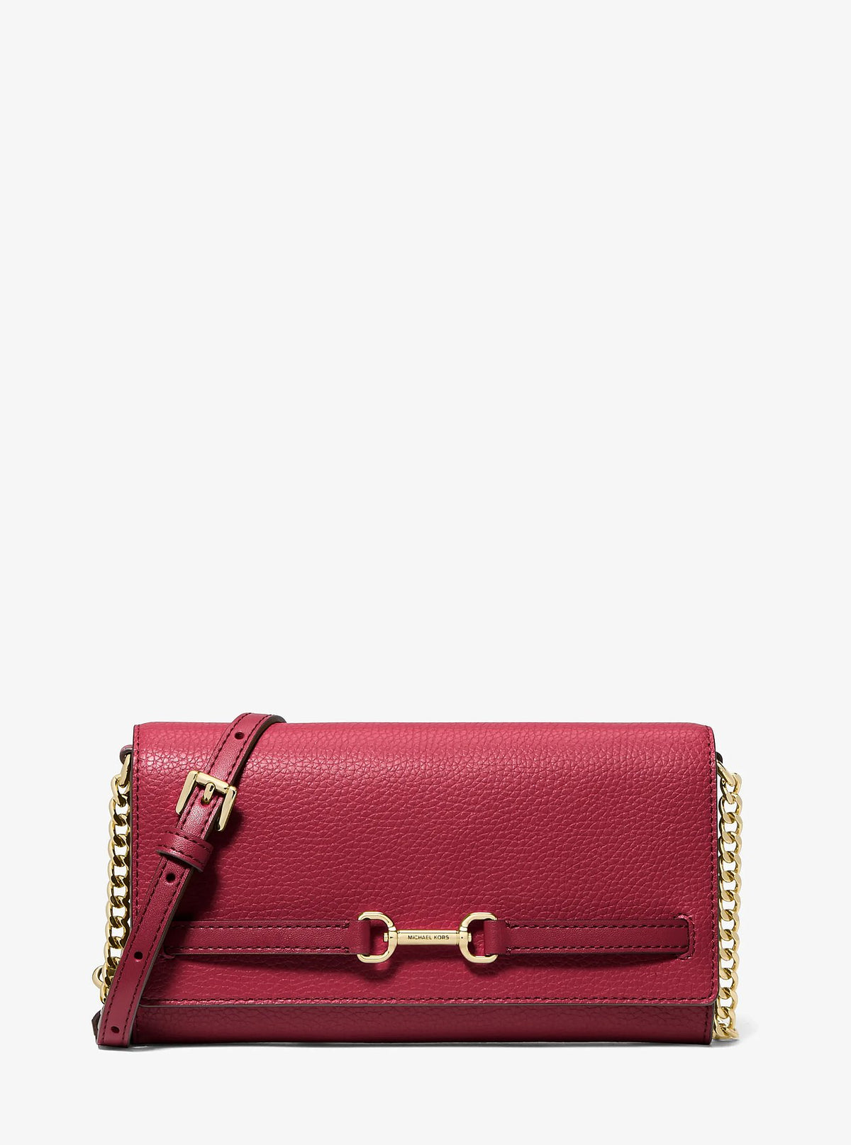 Michael Kors Carson Large Pebbled Leather Convertible Crossbody Bag - Cherry