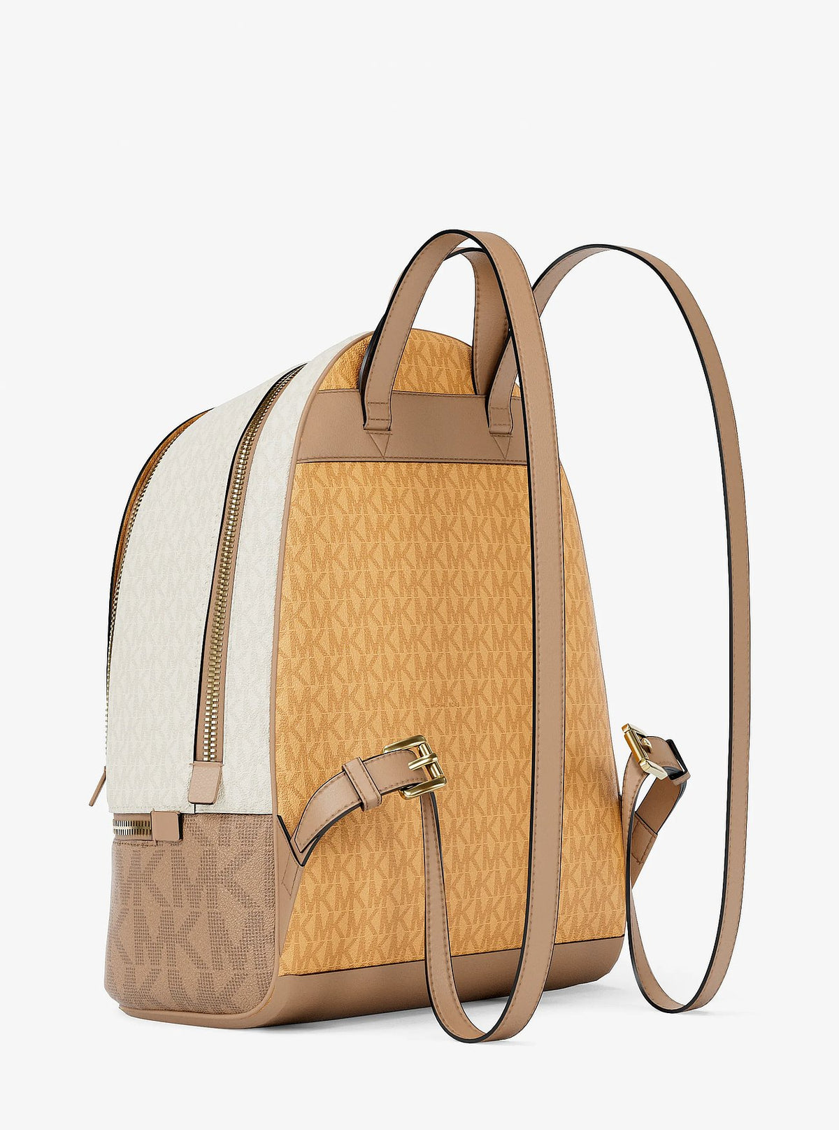 Michael Kors Rhea Medium Color-Block Signature Logo Backpack - Honeywheat Multi - 3