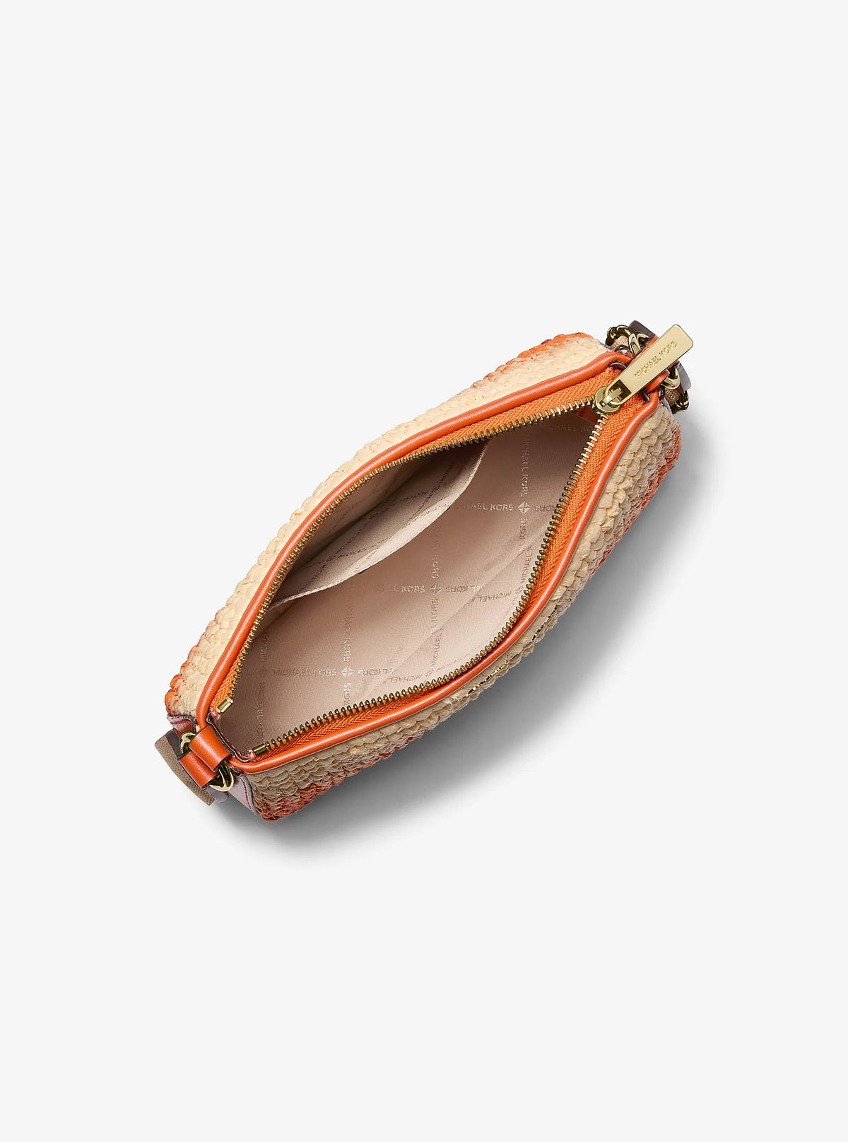 Michael Kors Jet Set Small Ombré Straw Crossbody Bag with Case for Apple Airpods Pro® - Red Clay - 2