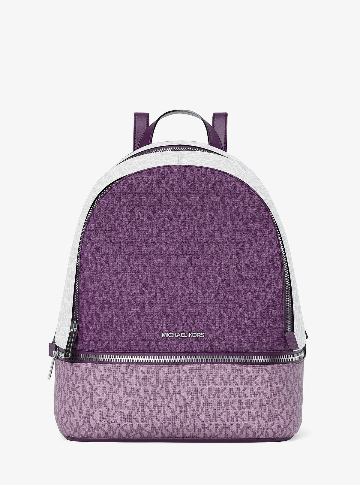 Michael Kors Rhea Medium Color-Block Signature Logo Backpack - Dark Purple Ml
