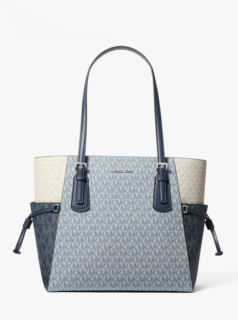 Michael Kors Voyager Large Color-Block Signature Logo Tote Bag