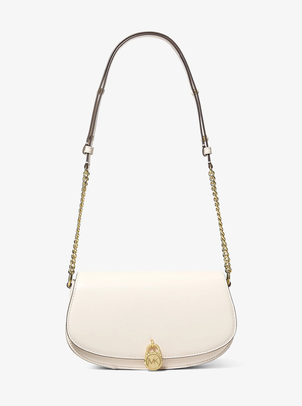 Michael Kors Mila Medium Leather Messenger Bag - Lt Cream