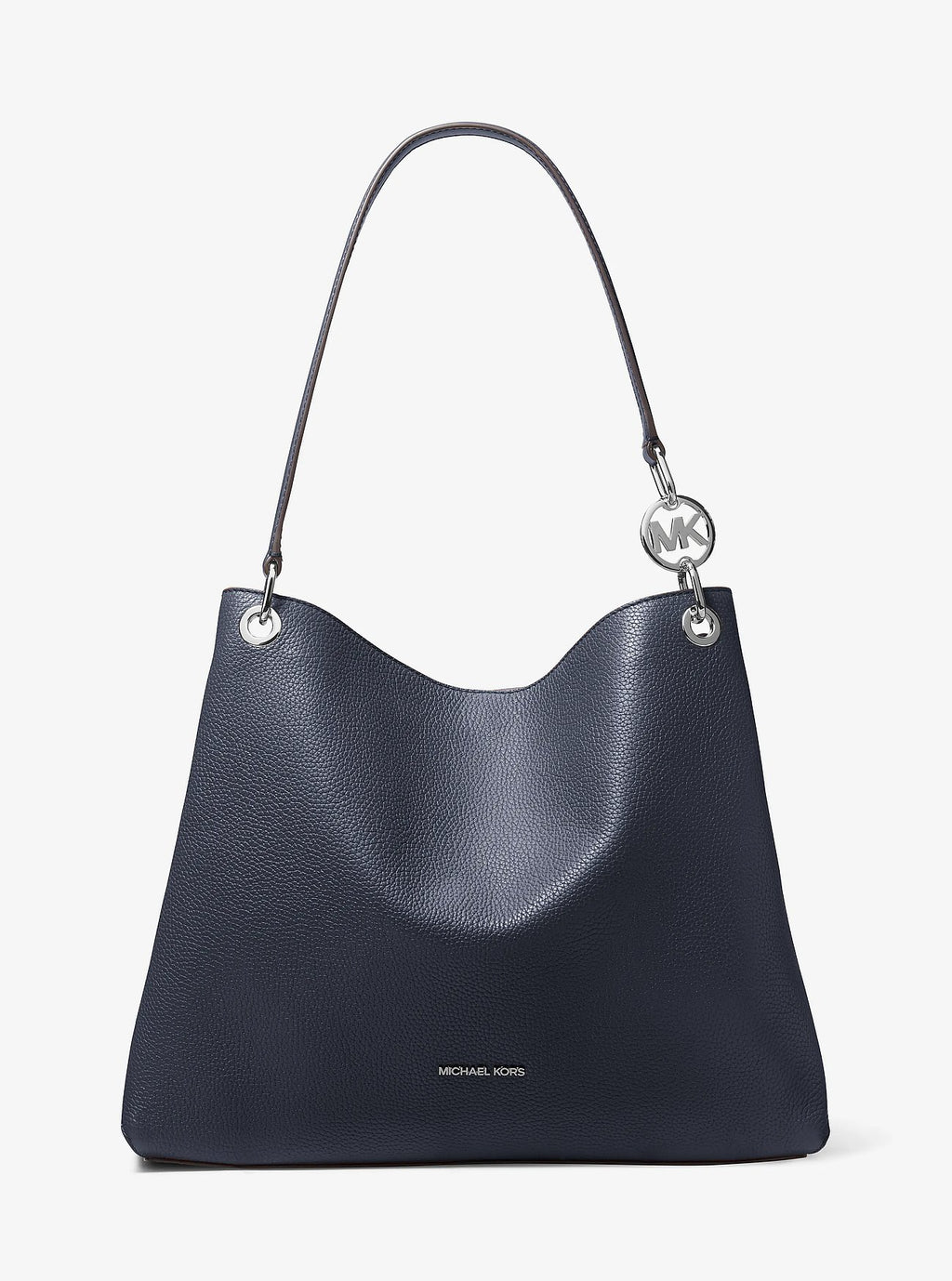 Michael Kors Christina Large Pebbled Leather Shoulder Bag - Navy
