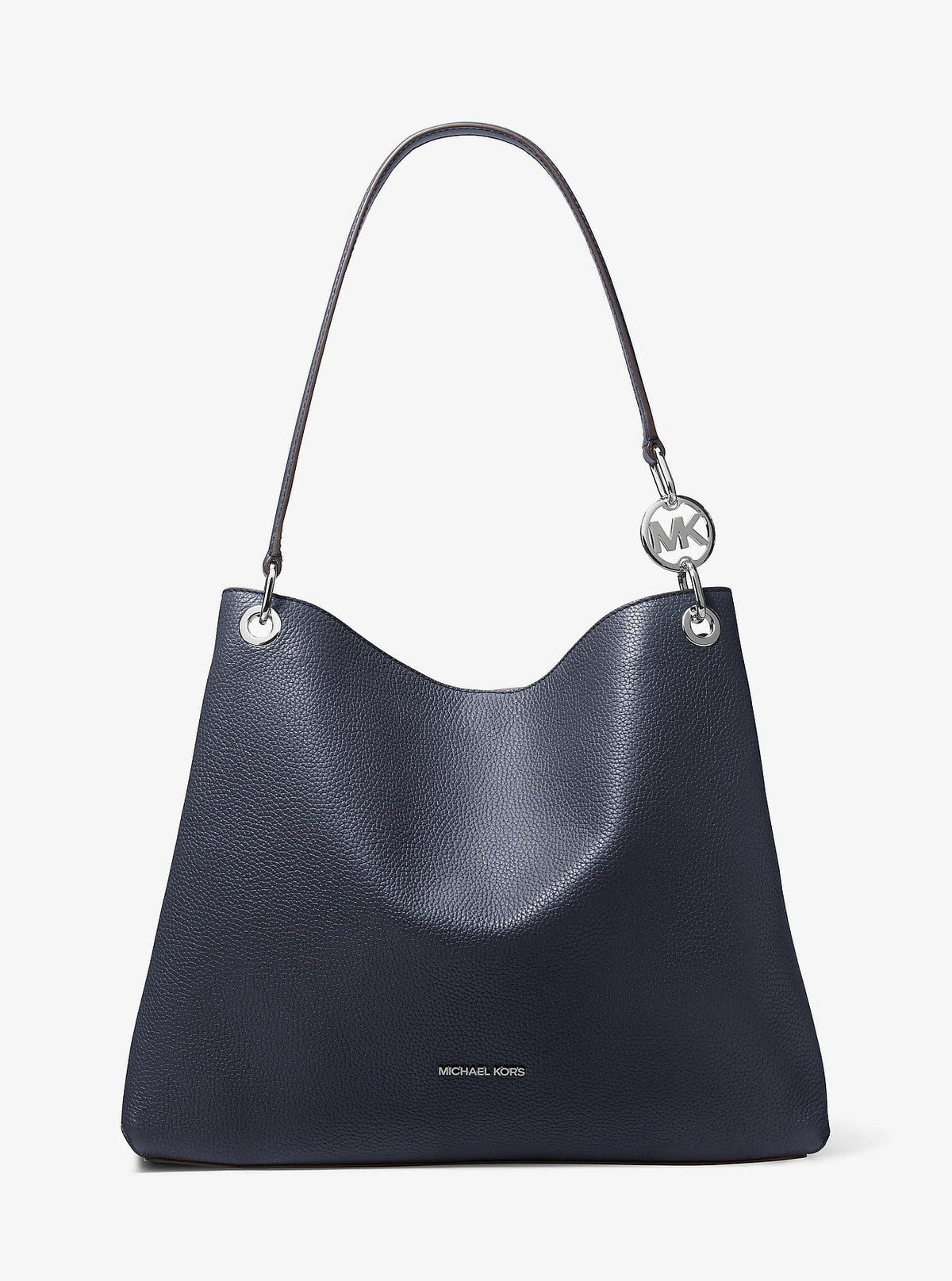 Michael Kors Christina Large Pebbled Leather Shoulder Bag - Navy