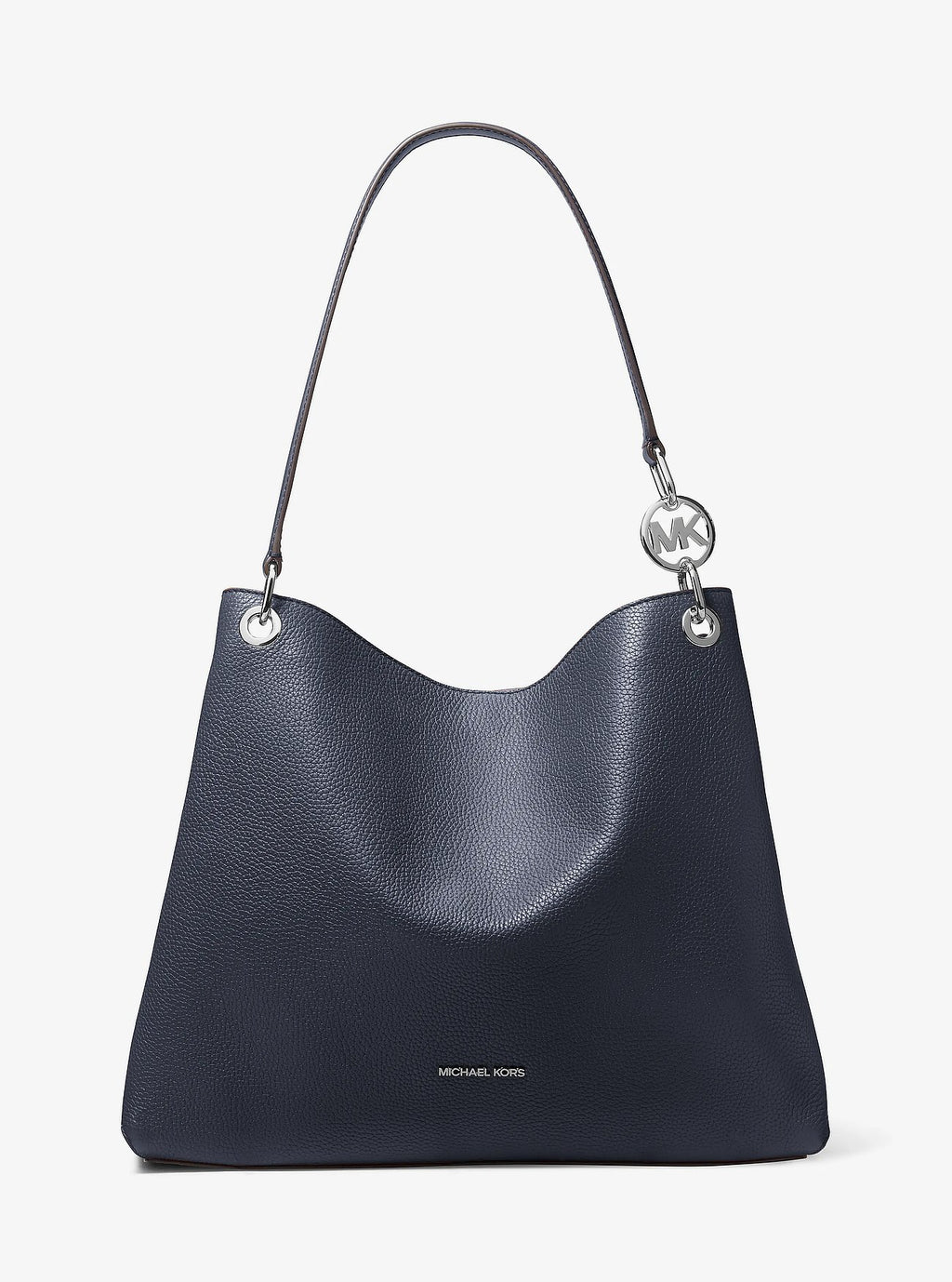 Michael Kors Christina Large Pebbled Leather Shoulder Bag - Navy