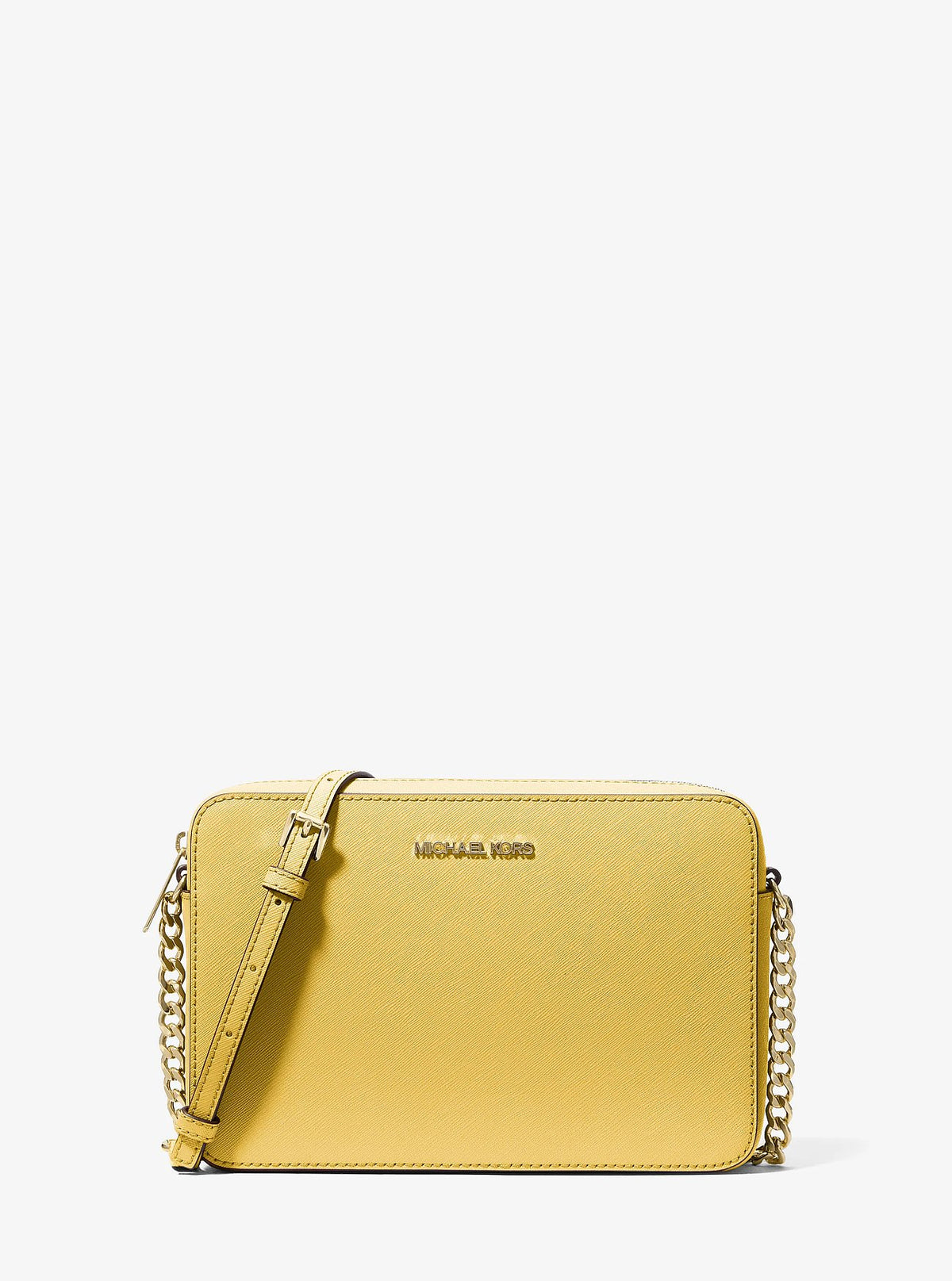 Michael Kors Jet Set Large Saffiano Leather Crossbody Bag - Daisy Yellow