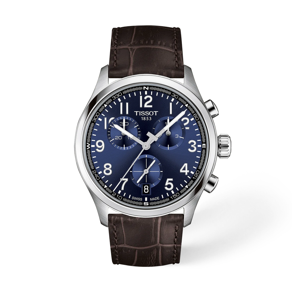 Front view of the watch Tissot Chrono L 42mm with shadow