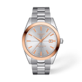Front view of the watch Tissot Gentleman Gold bezel 40mm with shadow