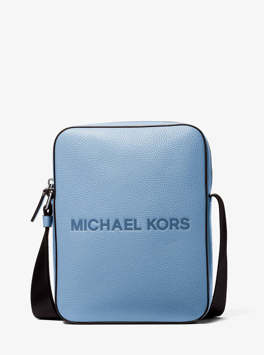 Michael Kors Cooper Logo Embossed Pebbled Leather Messenger Bag