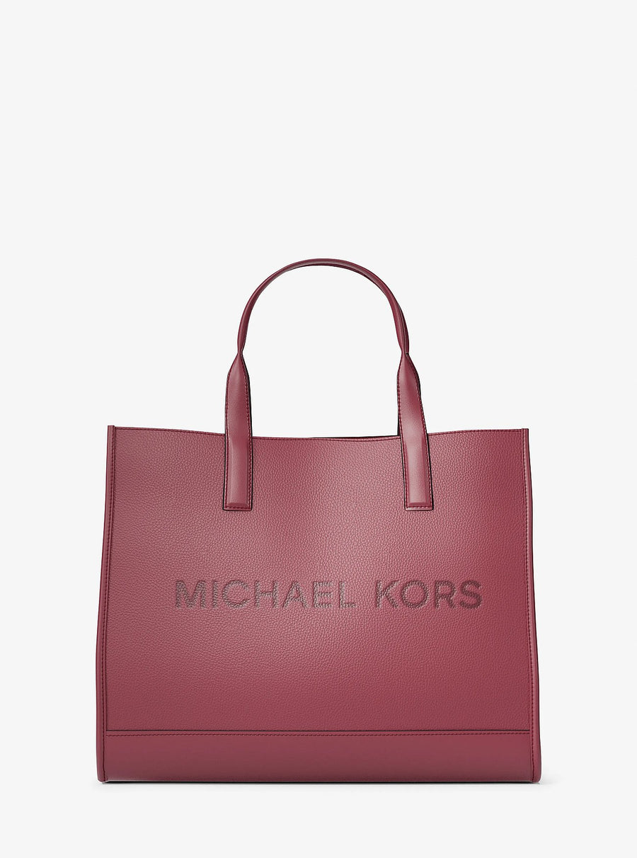 Michael Kors Cooper Logo Embossed Pebbled Leather Tote Bag