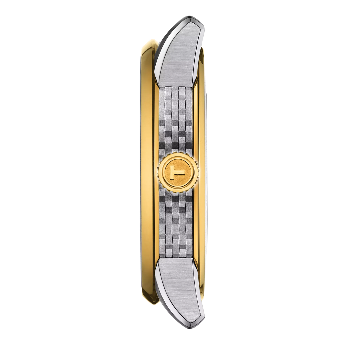 Profile view of the watch case Tissot Luxury Powermatic 80