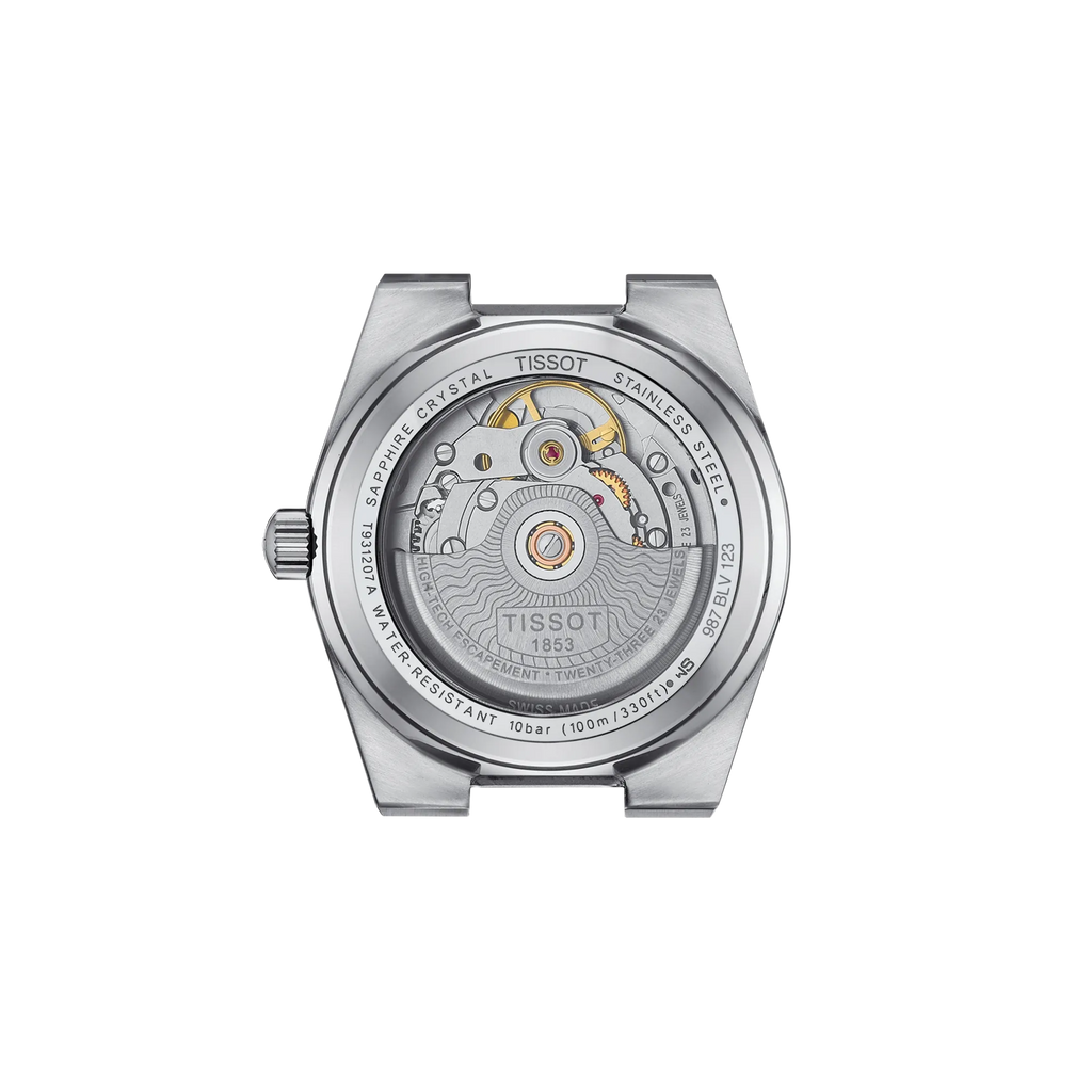 Back view of the watch case Tissot PRX Gold 35mm