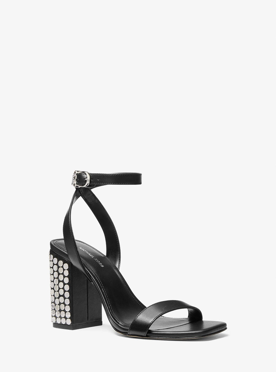 Michael Kors Merriam Studded Leather Block Heel Sandal