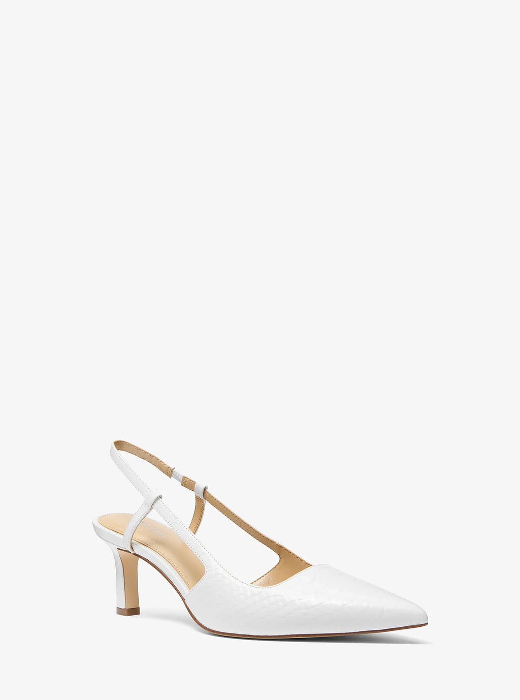 Michael Kors Alora Snake Embossed Leather Slingback Pump - Optic White