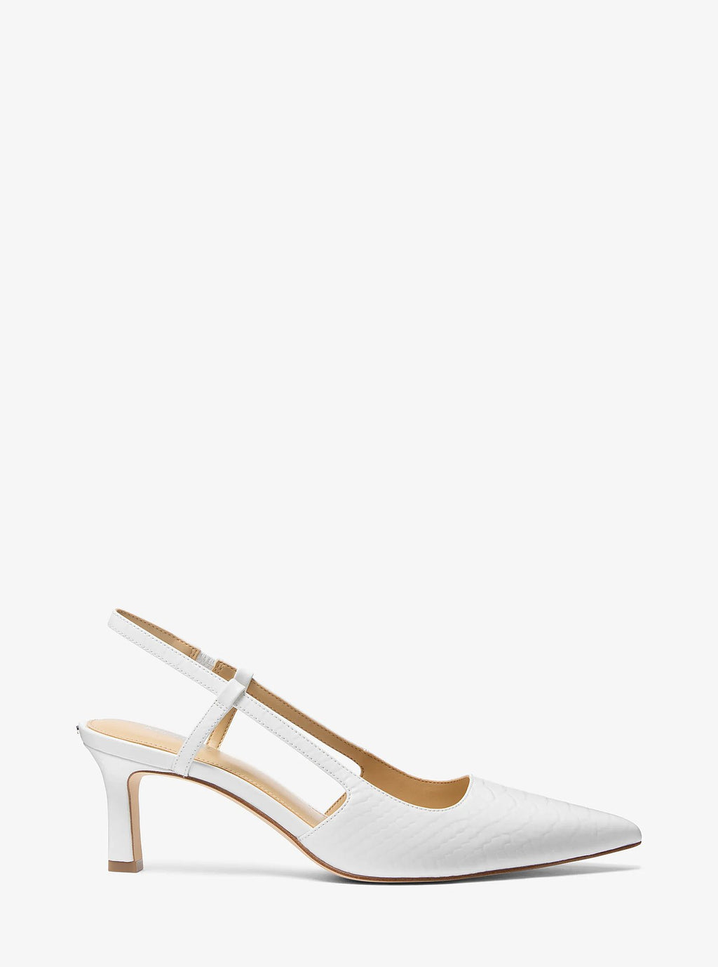 Michael Kors Alora Snake Embossed Leather Slingback Pump - Optic White - 2