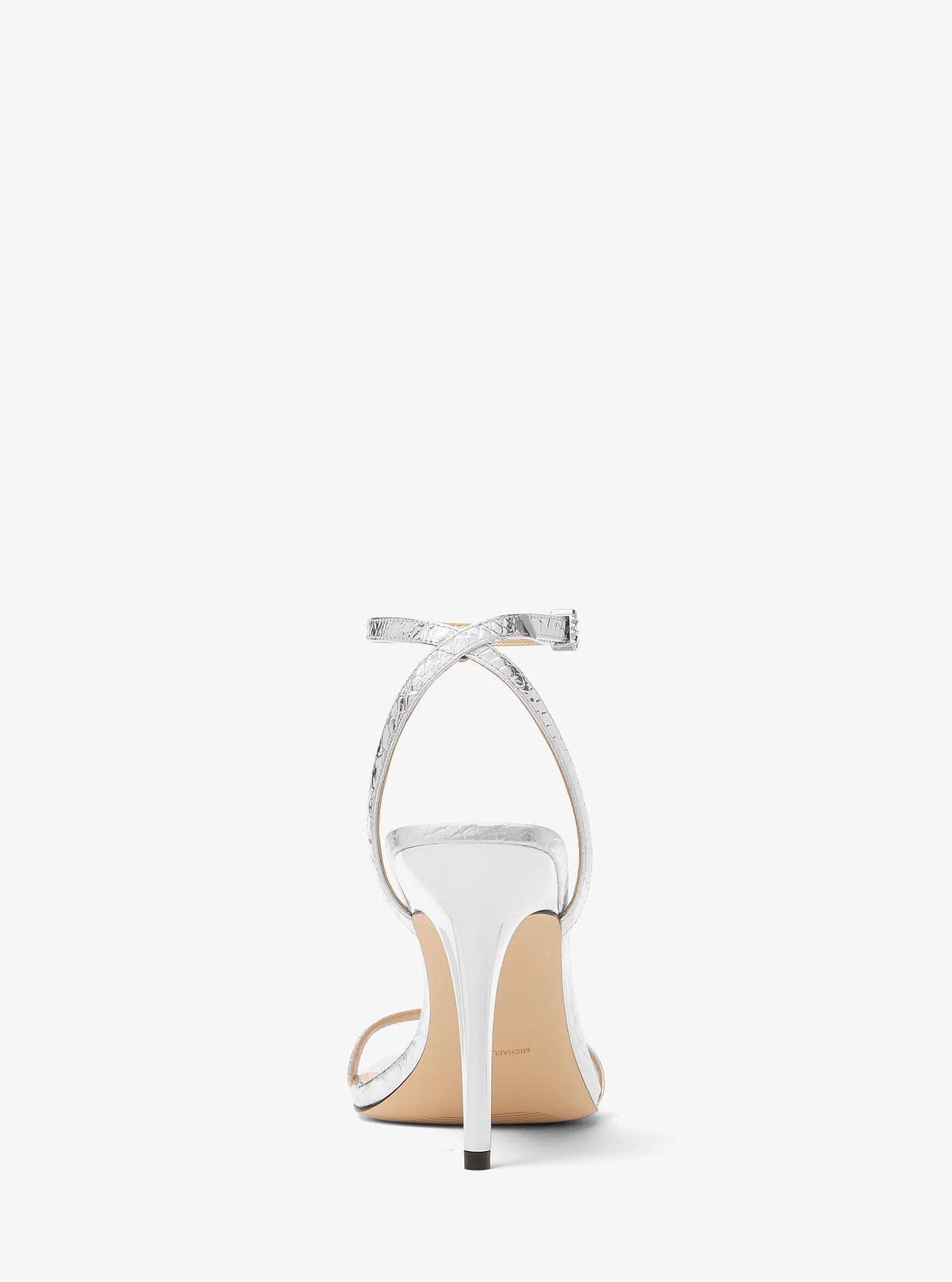 Michael Kors Liana Metallic Snake Embossed Leather Sandal - Silver - 3