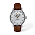 Front view of the watch Tissot Le Locle Open Heart 39.3mm with shadow