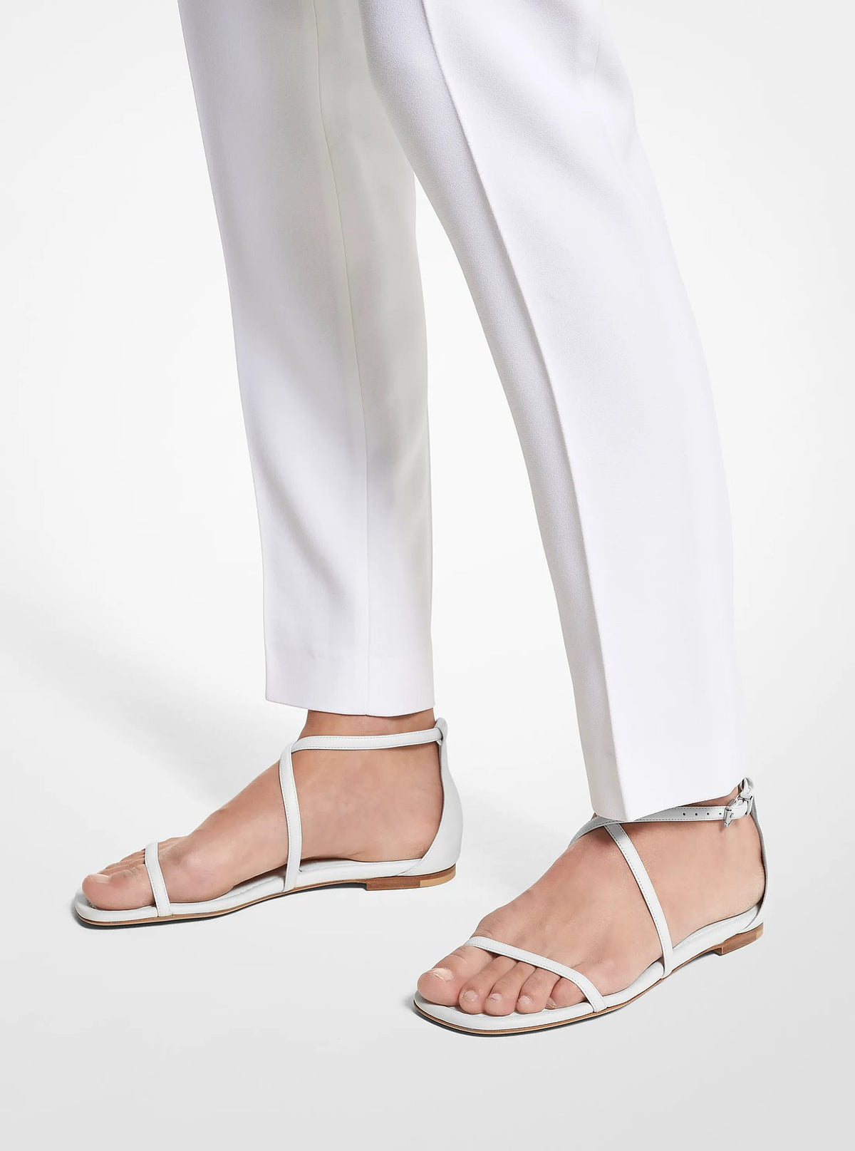 Michael Kors Polly Leather Sandal - Optic White - 4