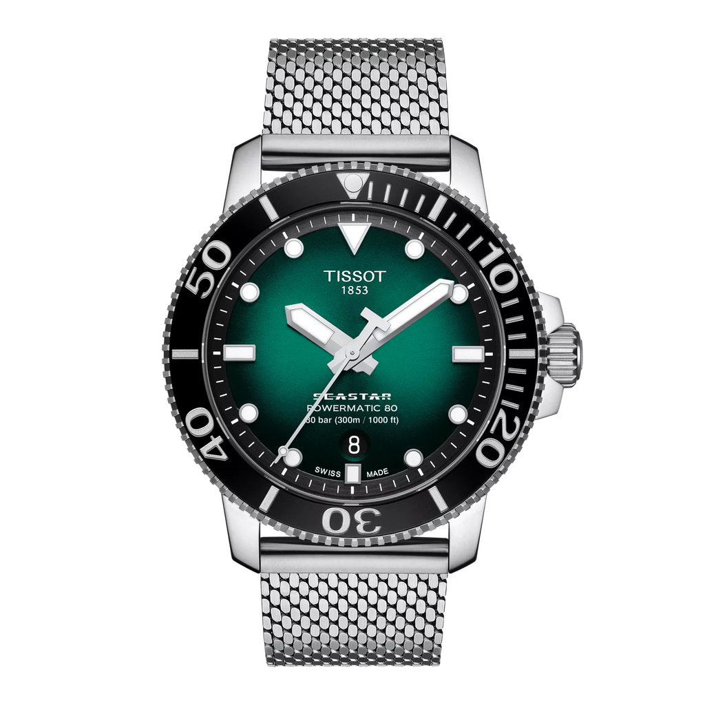 Front view of the watch Tissot Seastar 1000 Powermatic 80
