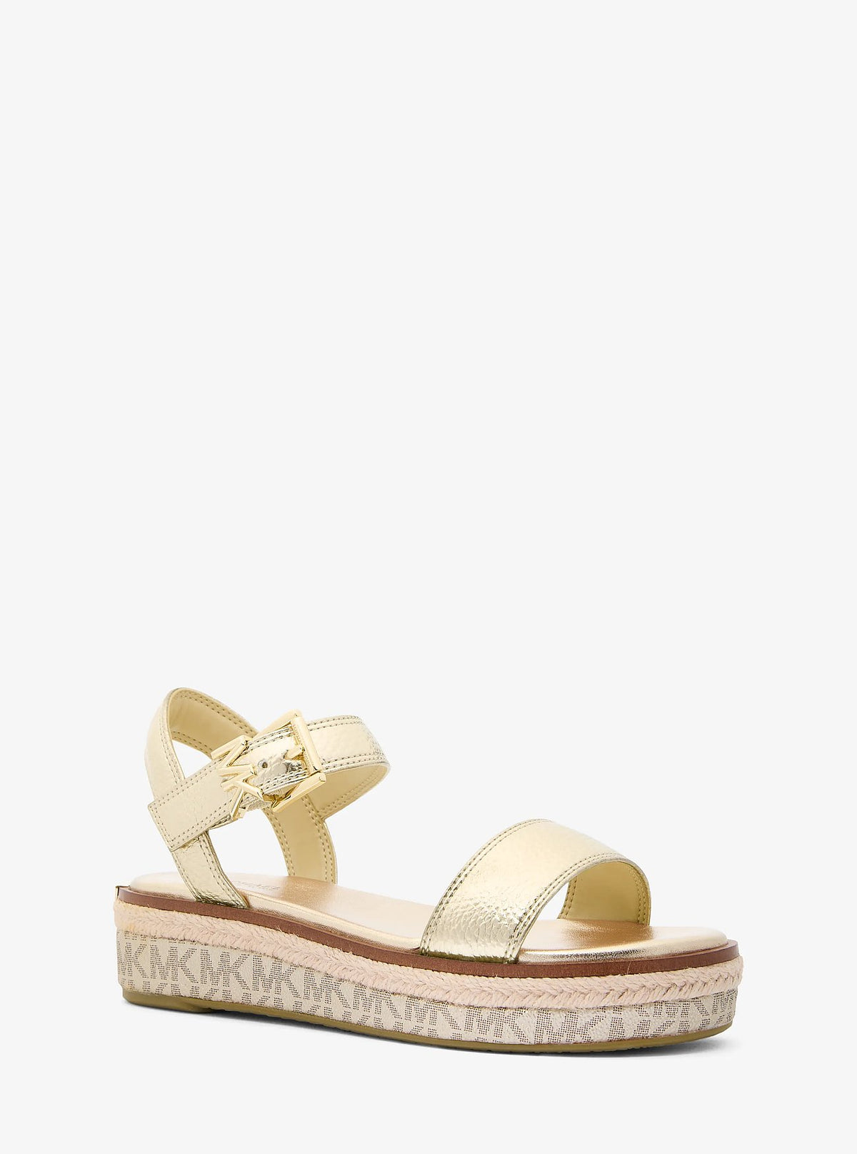 Michael Kors Richie Metallic Platform Espadrille Sandal - Pale Gold