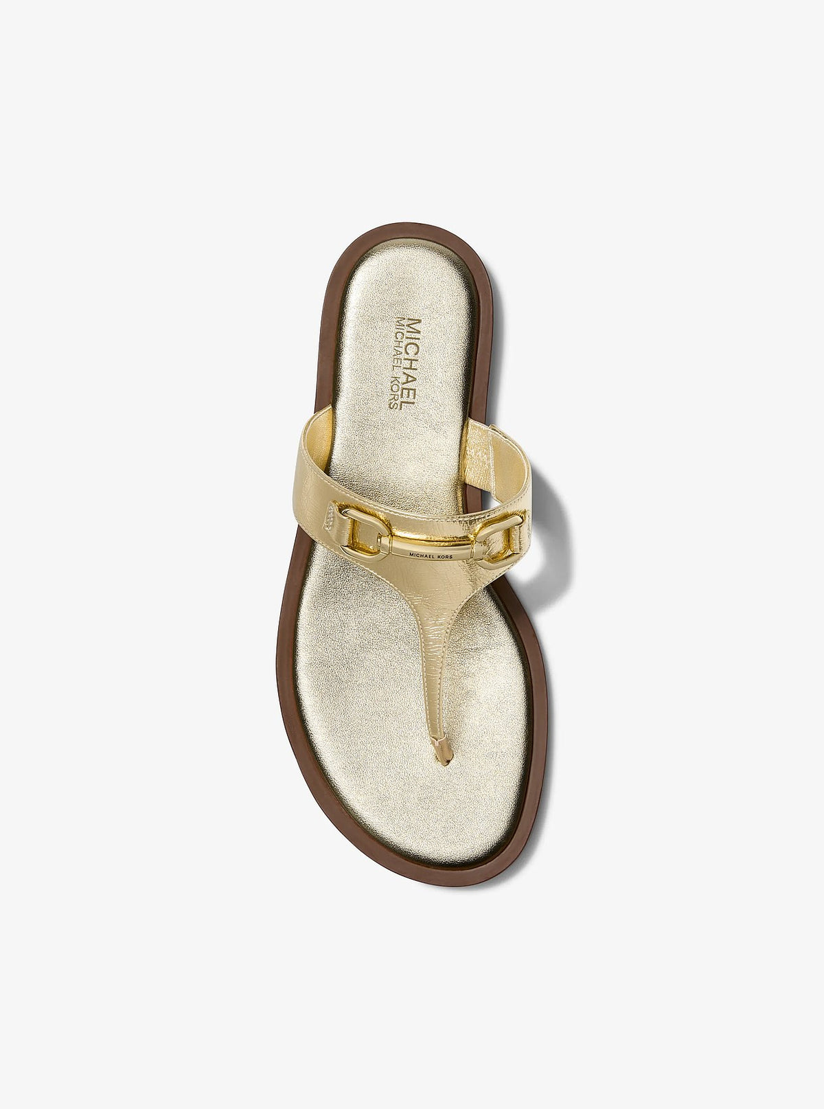 Michael Kors Carson Crackled Metallic Leather Sandal - Pale Gold - 3