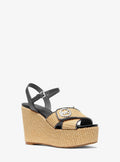 Michael Kors Hannah Straw Wedge Sandal - Black