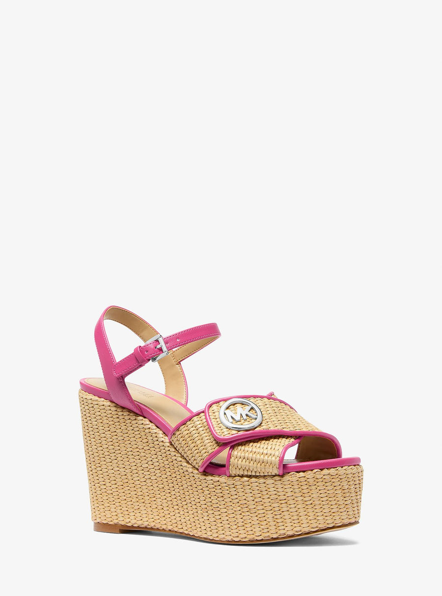 Michael Kors Hannah Straw Wedge Sandal